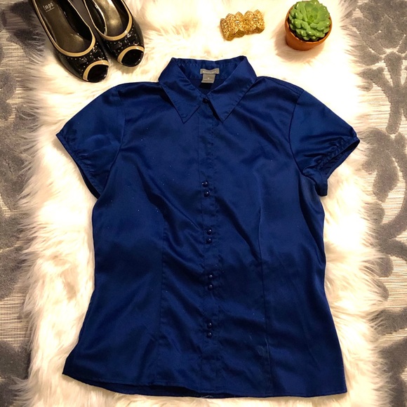 Ann Taylor Tops - Silky Blue Ann Taylor Button-up Business Blouse